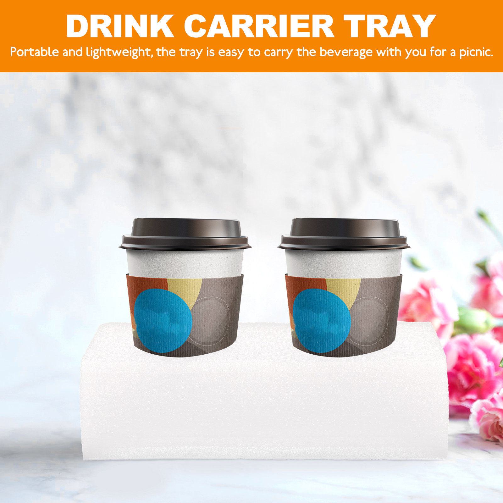 Coffee Tea Holders - 2Pcs Cup Holder Trays 2-Hole Beverage