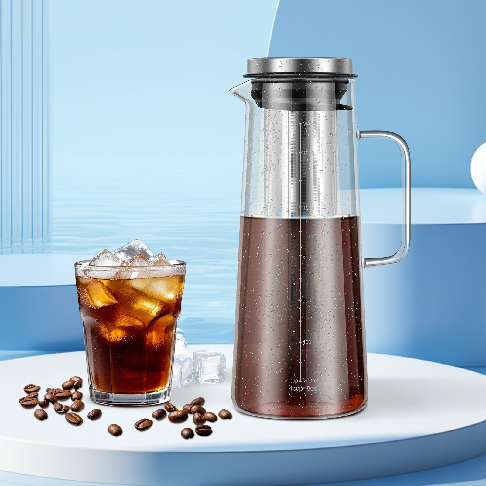 Cold Brew Jar - Coffee Pitcher Airtight Cold Brew Iced