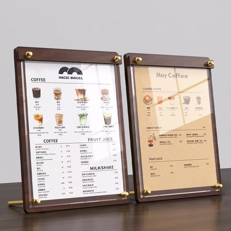 Coffee Tea Menu - Custom A4/A5 Acrylic Wood Grain Menu