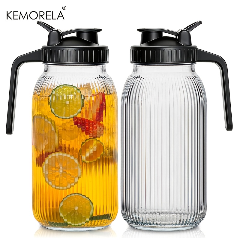 Cold Brew Jar - 2PCS Glass Mason Jar Pitcher Large