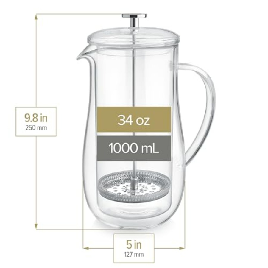 Insulated Double-Walled Glass  - Coffee Tea Press ulasan dan harga