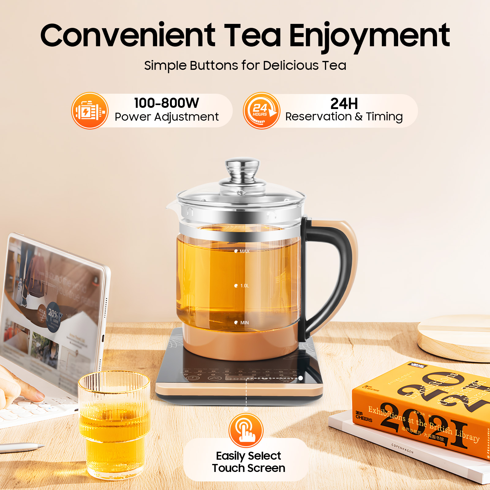 Electric Tea Kettle 1.8L 800W  - Coffee Tea Menu ulasan dan harga