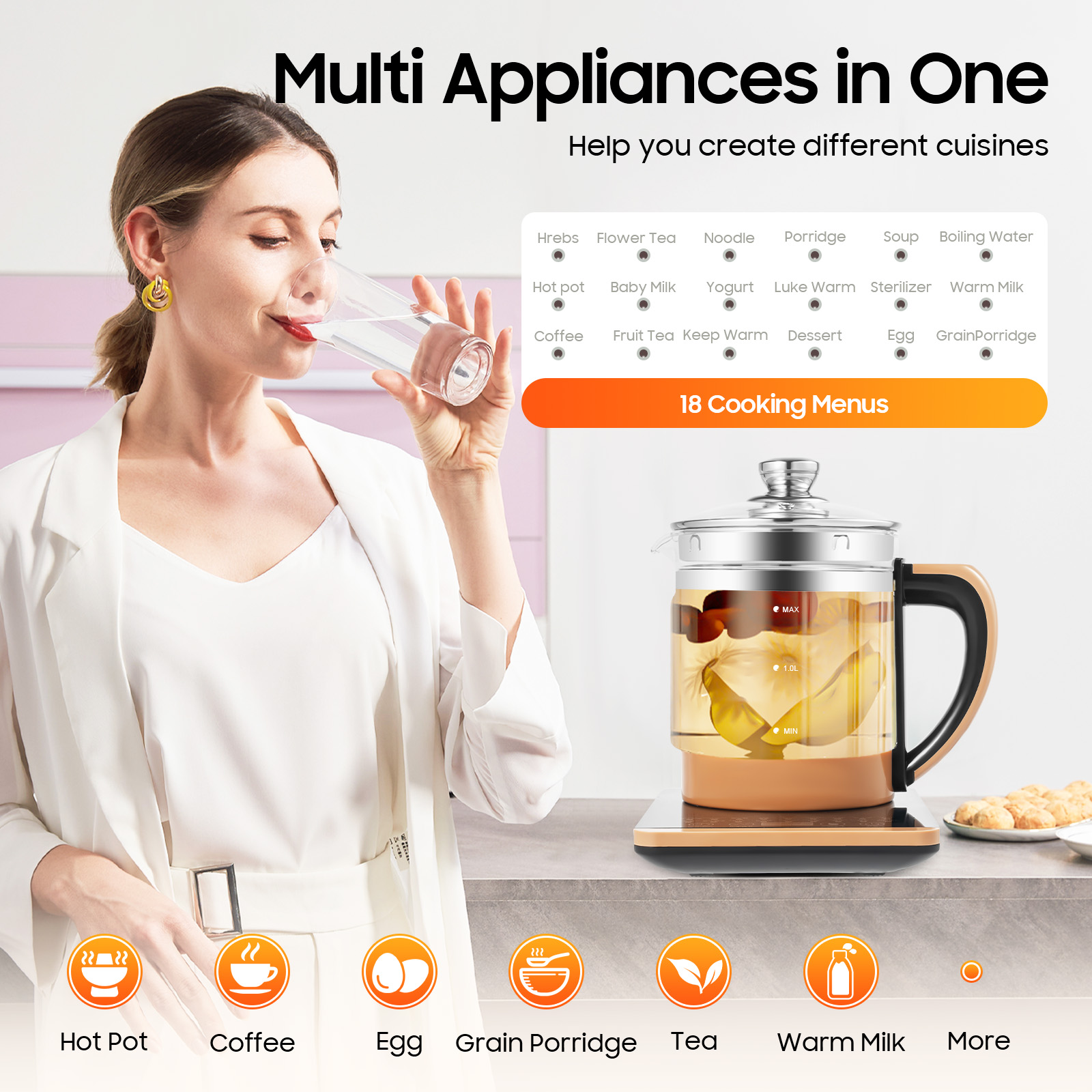 Electric Tea Kettle 1.8L 800W  - Coffee Tea Menu ulasan dan harga