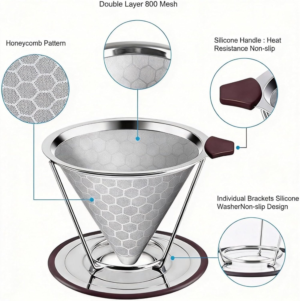 800 Mesh Reusable Pour Over Co - Coffee Dripper V60 ulasan dan harga