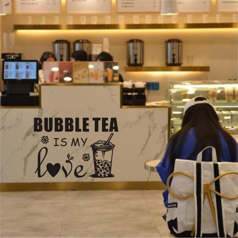 Milk Tea Shop Wall Sicker Bubb - Coffee Tea Break ulasan dan harga