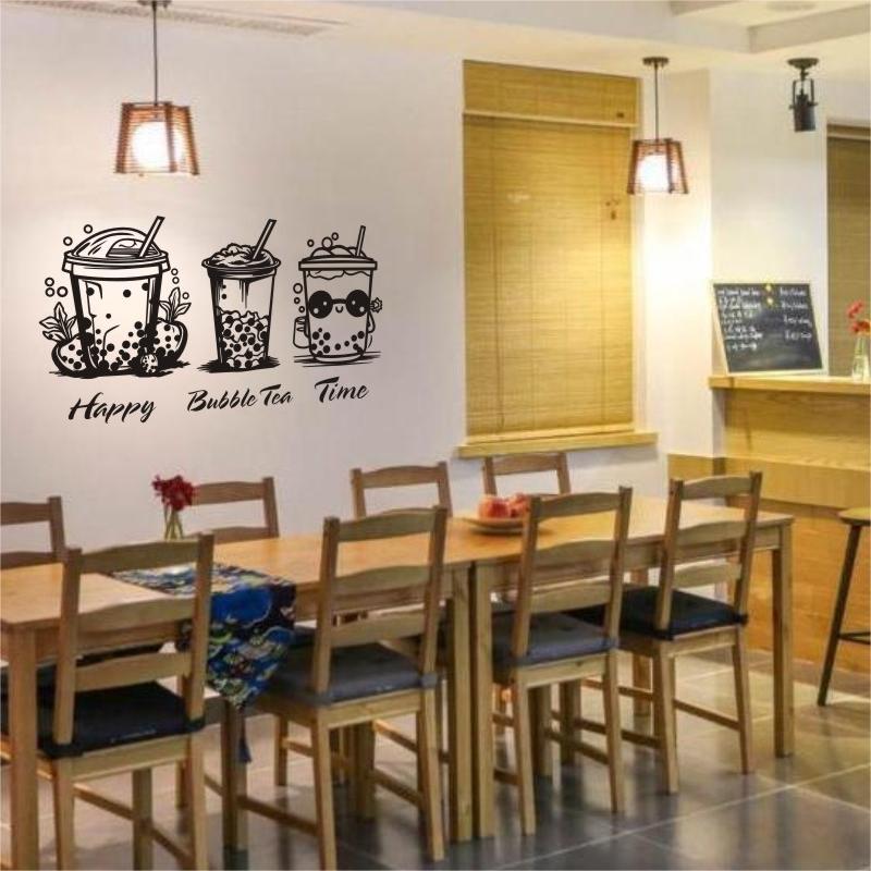 Milk Tea Shop Wall Sicker Bubb - Coffee Tea Break ulasan dan harga