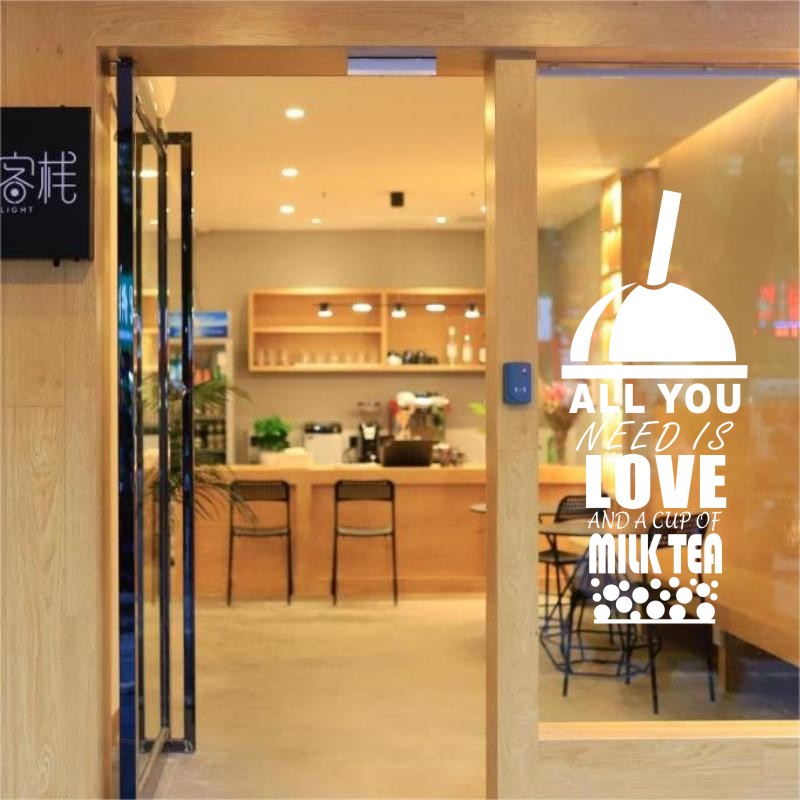 Milk Tea Shop Wall Sicker Bubb - Coffee Tea Break ulasan dan harga