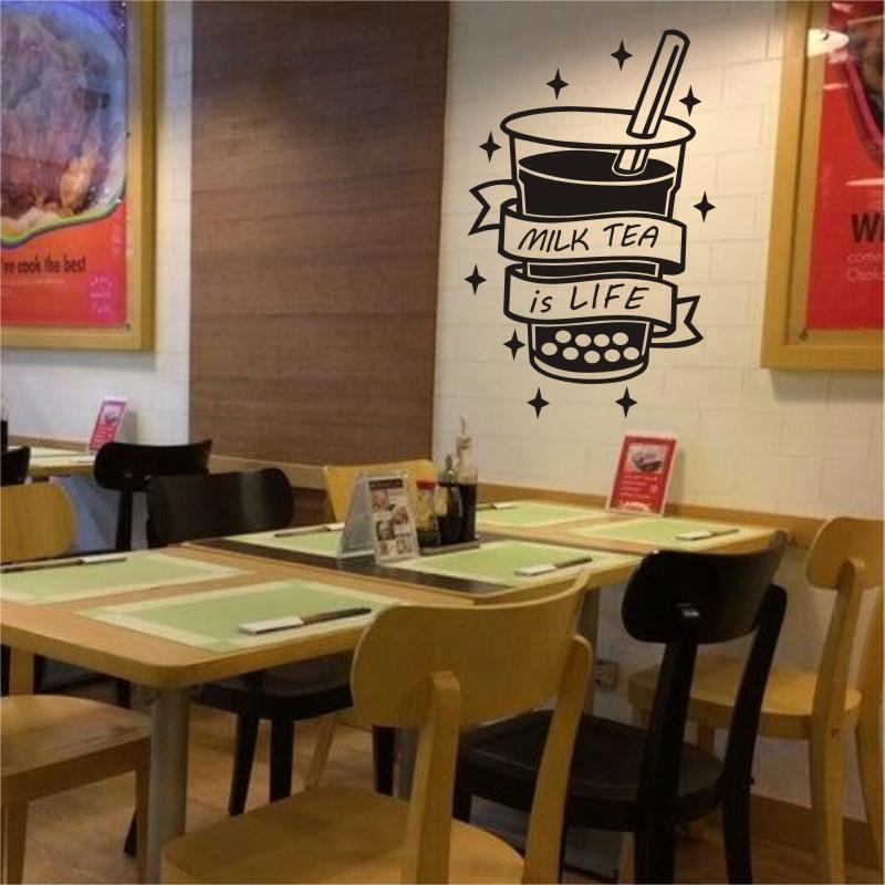 Milk Tea Shop Wall Sicker Bubb - Coffee Tea Break ulasan dan harga