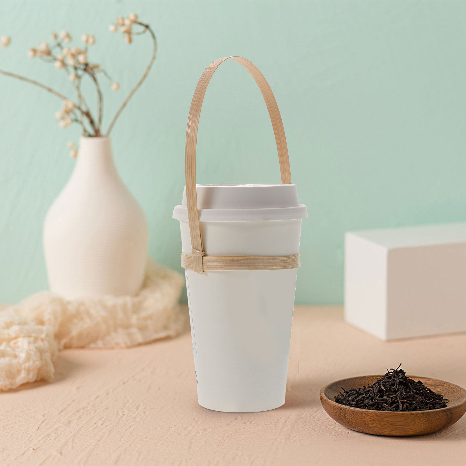 10Pcs Bamboo Drink Cup Carrier - Coffee Tea Holders ulasan dan harga