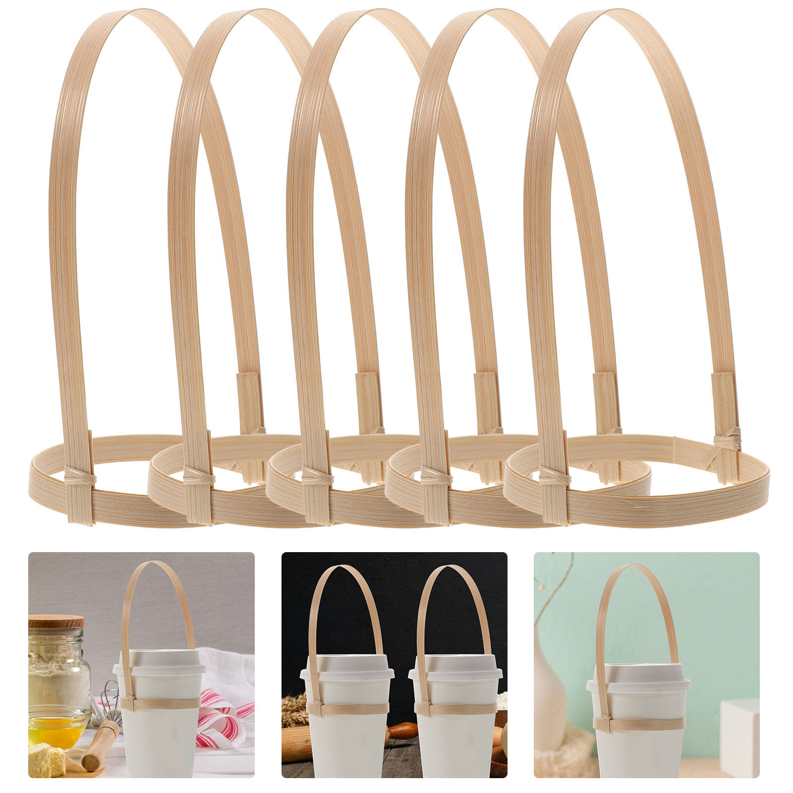 10Pcs Bamboo Drink Cup Carrier - Coffee Tea Holders ulasan dan harga
