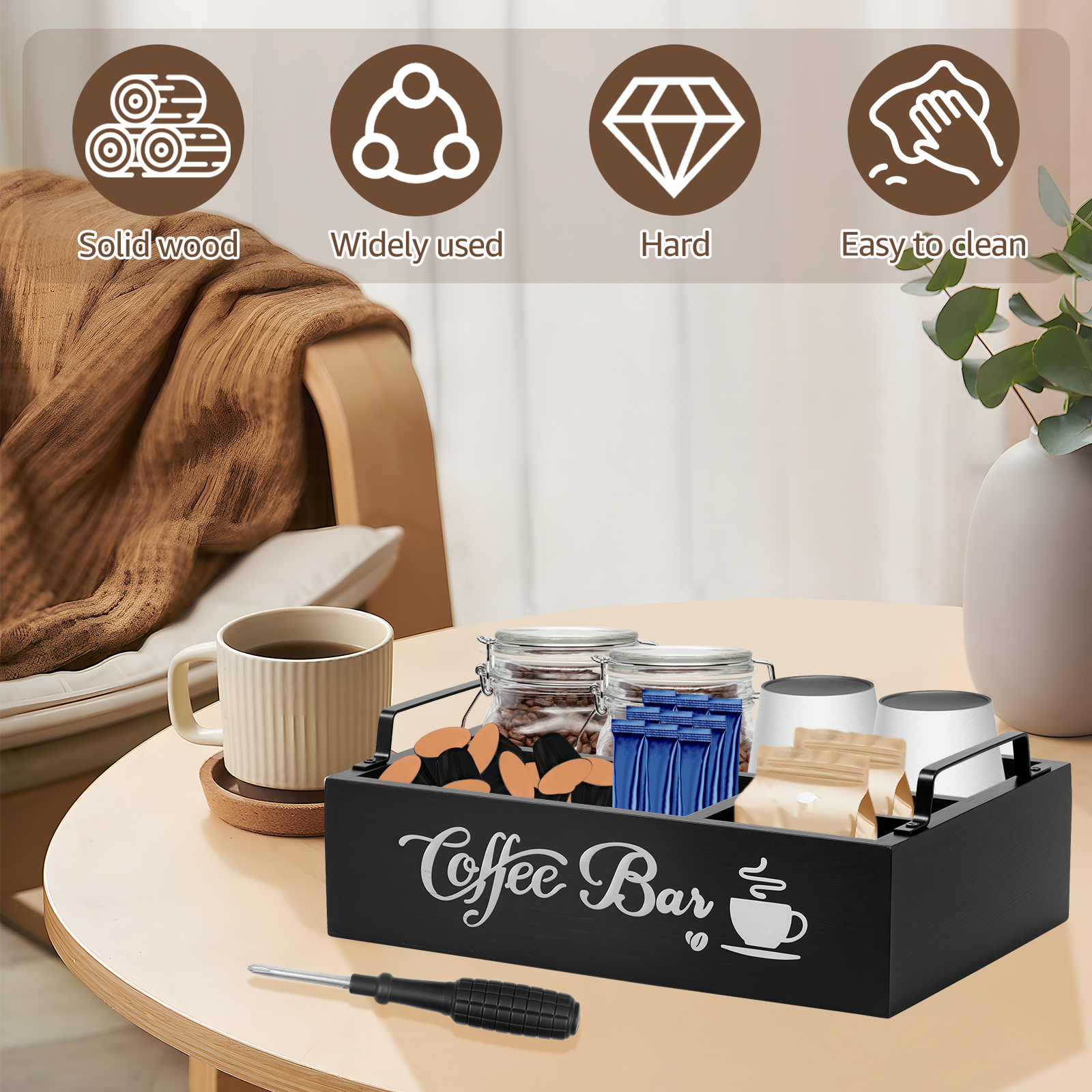 Wooden Coffee Rack Portable De - Coffee Tea Holders ulasan dan harga